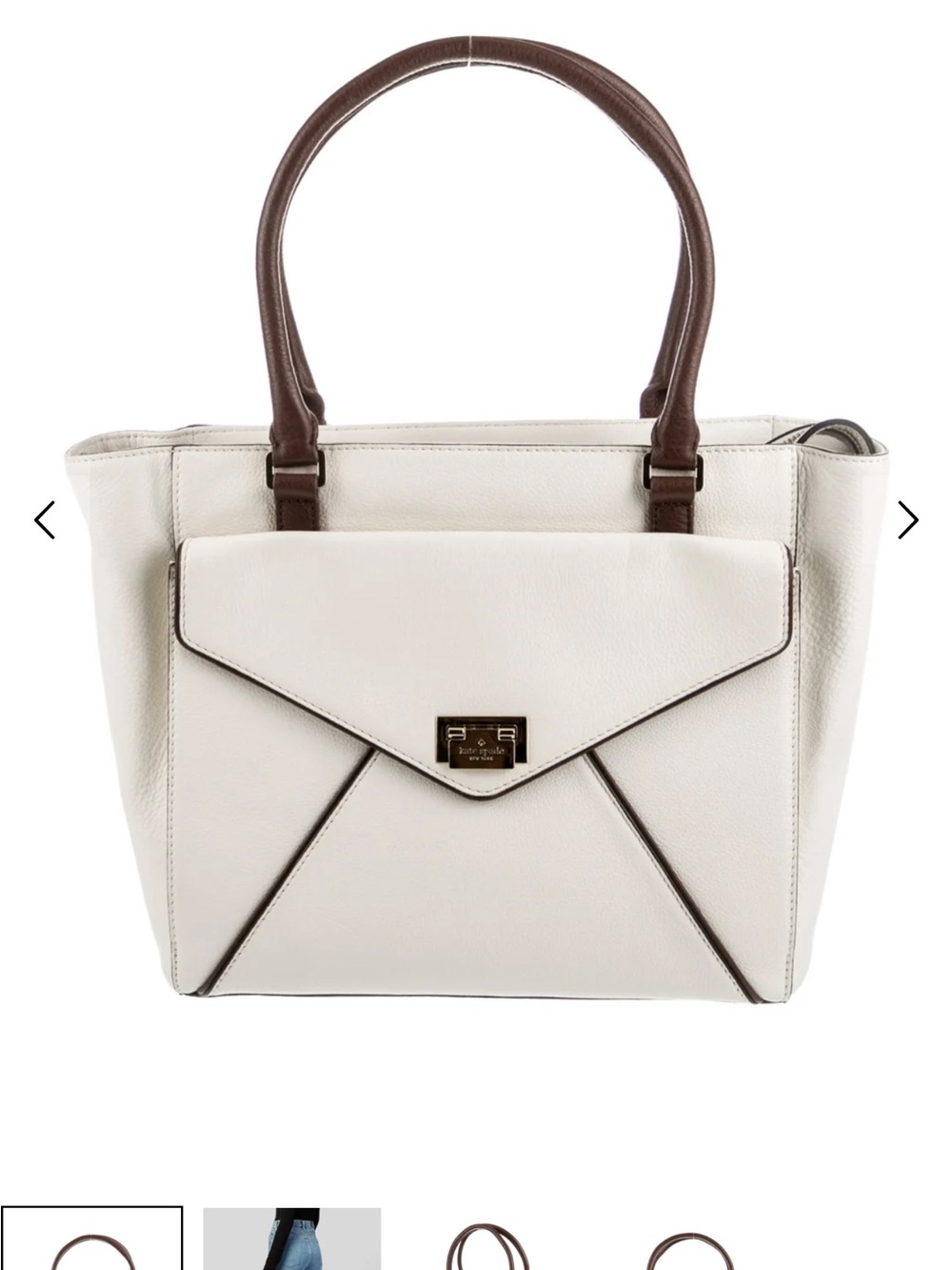 Kate Spade Cream Leather Tote with Brown Handles